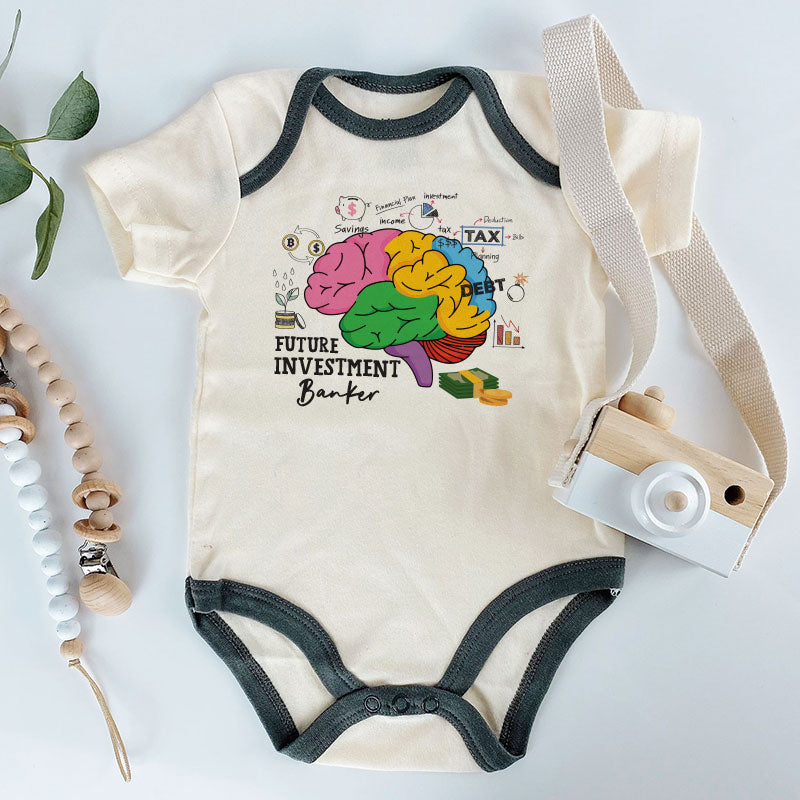 Future investment banker Unisex newborn baby clothes finance analyst romper future accountant auditor shirt cute baby bodysuit with sayings baby boy girl outfit