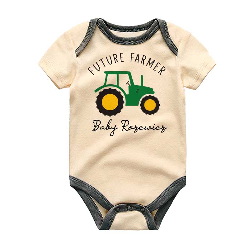 Personalized Name Future Farmer Baby clothes Custom Name Farm Tractor Theme baby clothing