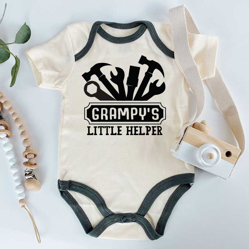 Grumpy's little helper baby bodysuit Grandpa's little assistant baby clothes pregnancy announcement baby gift