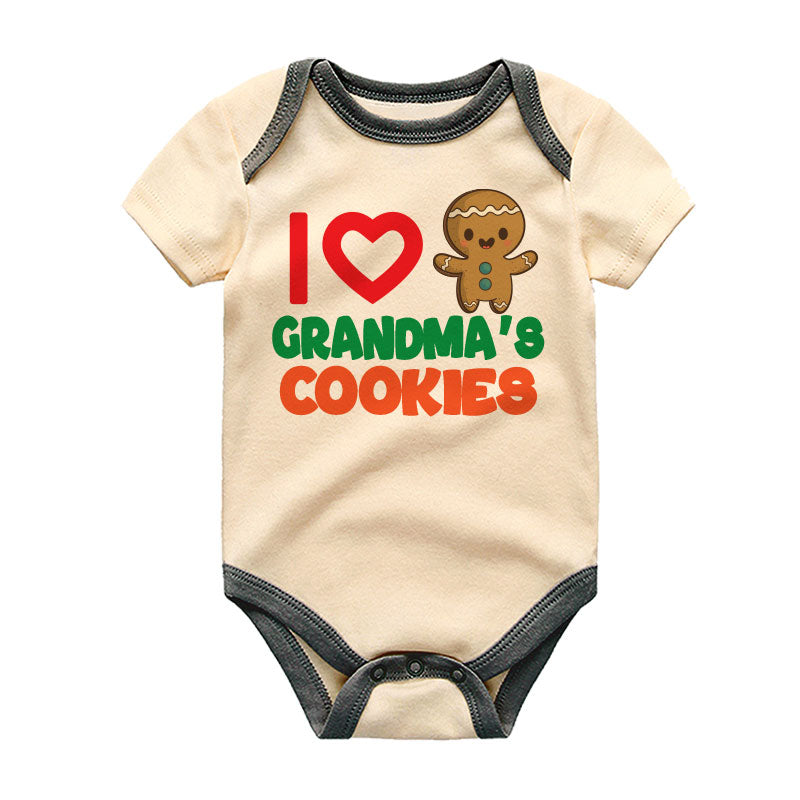 I love Grandma's Cookie Adorable Custom Baby Boy Girl Clothes Grandmother's Treats Cute Festive Christmas Baking Outfit Grandma's Kitchen Bodysuit