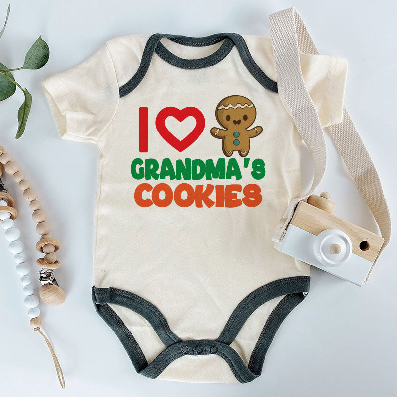 I love Grandma's Cookie Adorable Custom Baby Boy Girl Clothes Grandmother's Treats Cute Festive Christmas Baking Outfit Grandma's Kitchen Bodysuit