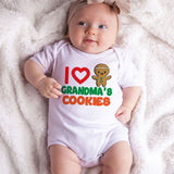 I love Grandma's Cookie Adorable Custom Baby Boy Girl Clothes Grandmother's Treats Cute Festive Christmas Baking Outfit Grandma's Kitchen Bodysuit