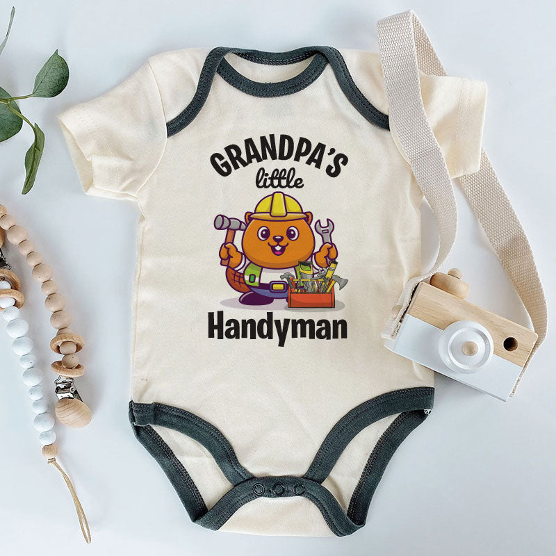 Grandpa’s Little Handyman Unisex Baby Bodysuit Cute Funny Baby Shower Gift Construction Baby Clothes