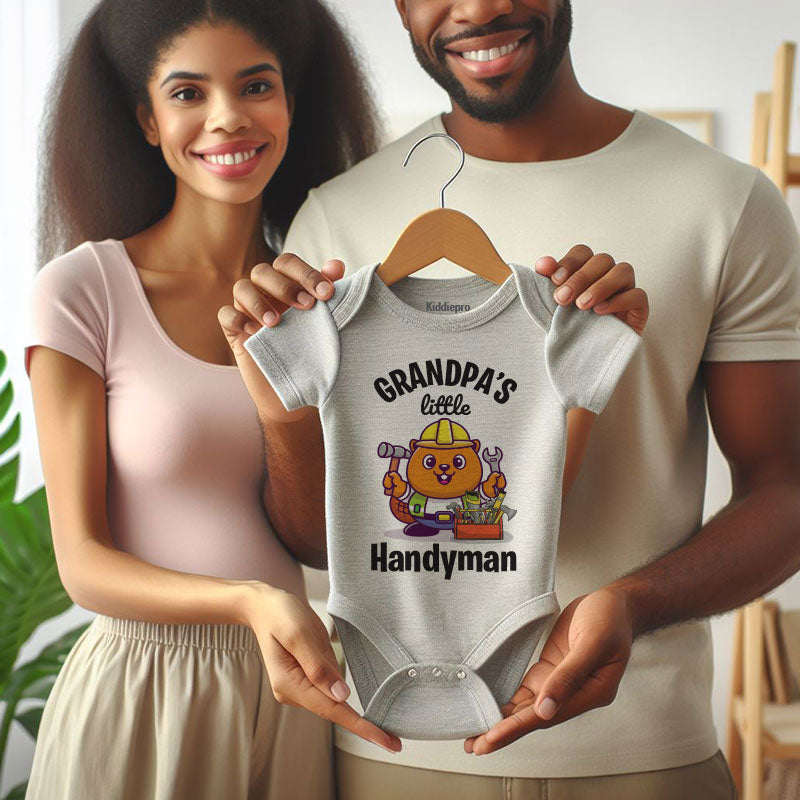Grandpa’s Little Handyman Unisex Baby Bodysuit Cute Funny Baby Shower Gift Construction Baby Clothes
