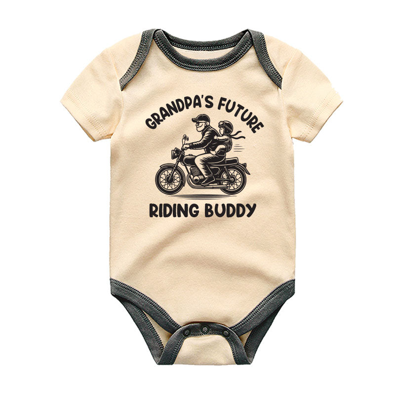 Funny grandpa motorcycle baby clothes Future riding buddy Custom shirt biker outfit short sleeve unisex newborn bodysuit