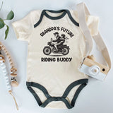 Funny grandpa motorcycle baby clothes Future riding buddy Custom shirt biker outfit short sleeve unisex newborn bodysuit