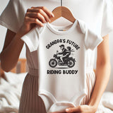 Funny grandpa motorcycle baby clothes Future riding buddy Custom shirt biker outfit short sleeve unisex newborn bodysuit