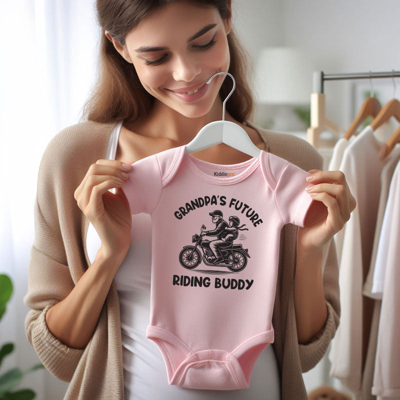 Funny grandpa motorcycle baby clothes Future riding buddy Custom shirt biker outfit short sleeve unisex newborn bodysuit