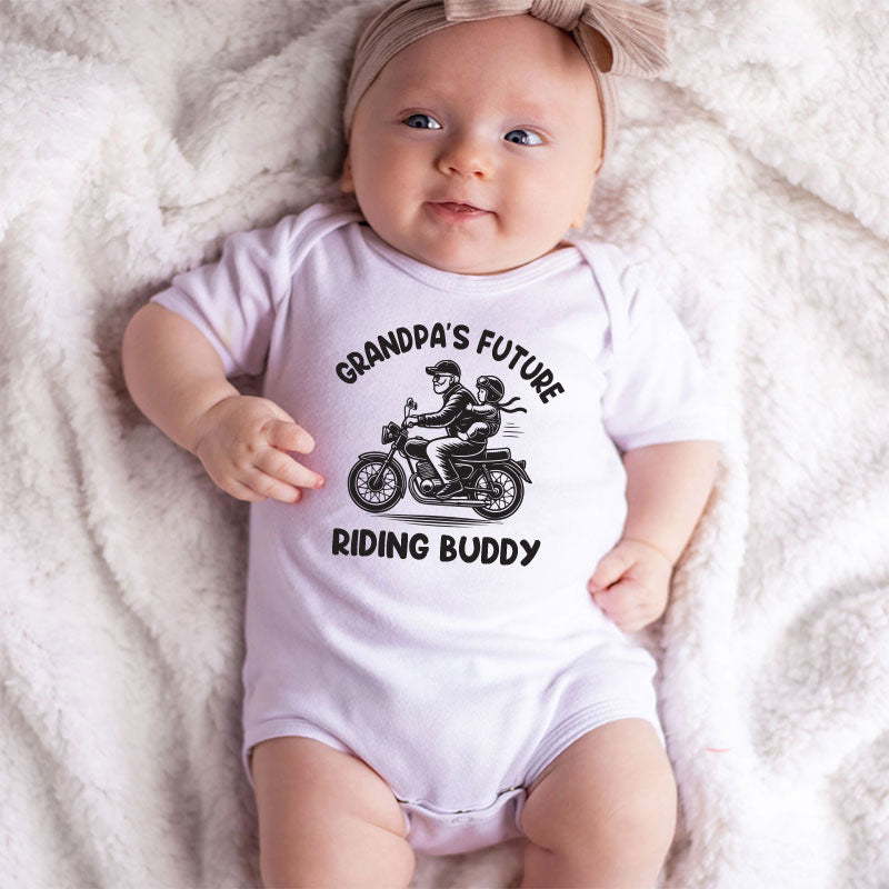 Funny grandpa motorcycle baby clothes Future riding buddy Custom shirt biker outfit short sleeve unisex newborn bodysuit