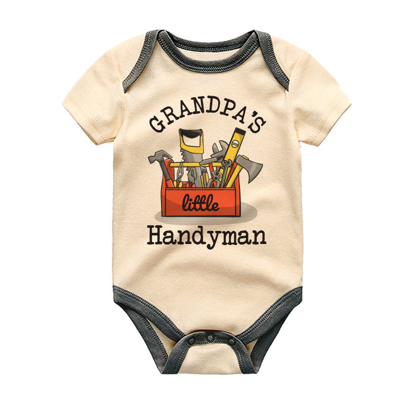 Grandpa’s Little Handyman Unisex Baby Bodysuit Cute Funny Baby Shower Gift Construction Baby Clothes