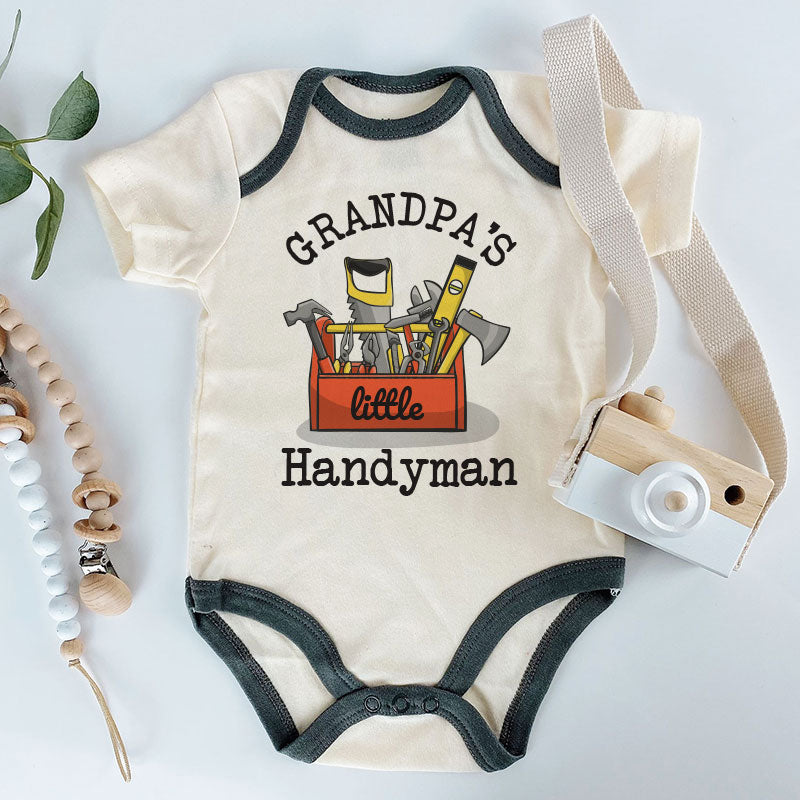 Grandpa’s Little Handyman Unisex Baby Bodysuit Cute Funny Baby Shower Gift Construction Baby Clothes