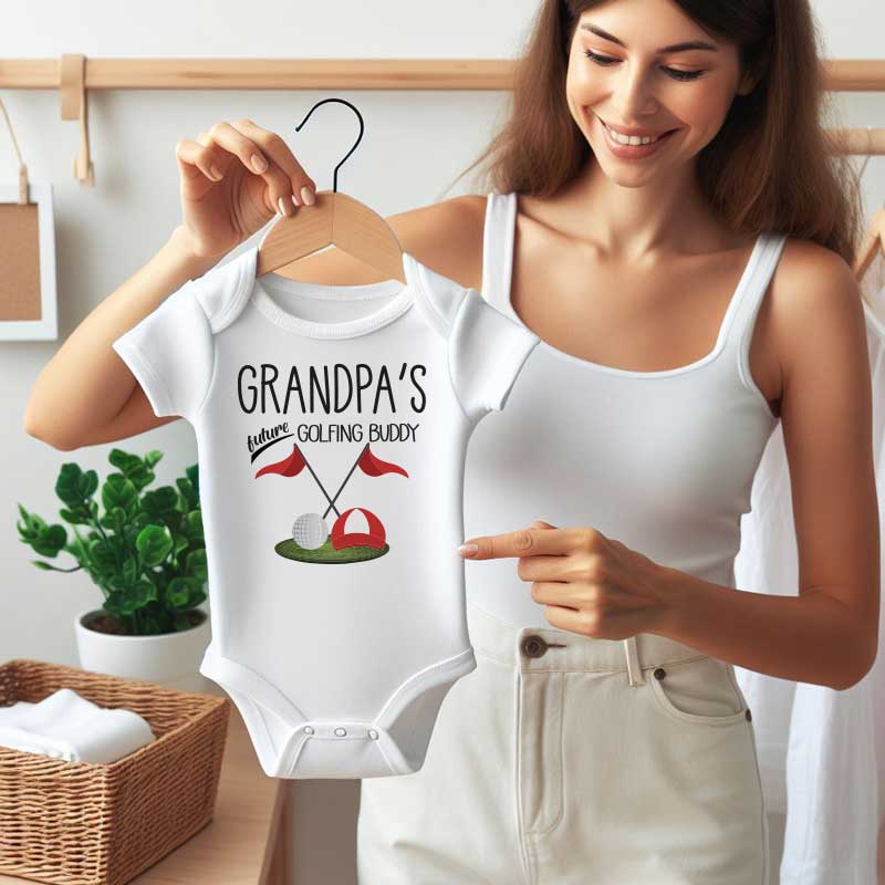 Grandpa's Golding buddy Baby Bodysuit Little Mini Golfer Golf lover Fan baby clothes Grandparents Gift for baby