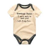 Greetings Daddy I Can’t Wait to Meet You Personalized Baby Bodysuit with Custom Name Cute Pregnancy Reveal Outfit for Dad Baby Shower Gift