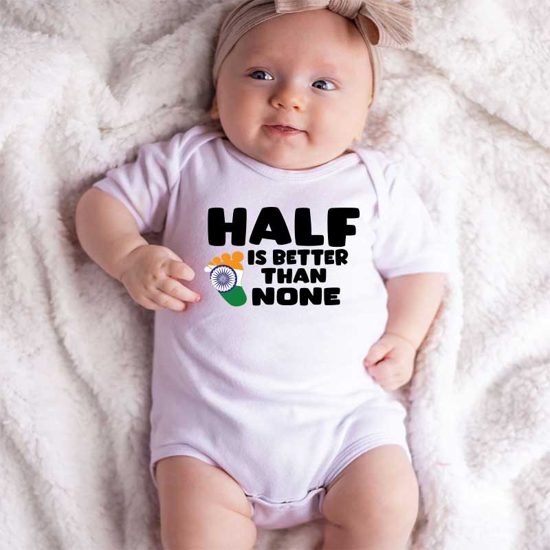 Half Indian Funny Baby bodysuit Culture Heritage India Flag Gift For Indian Parents Baby rompers