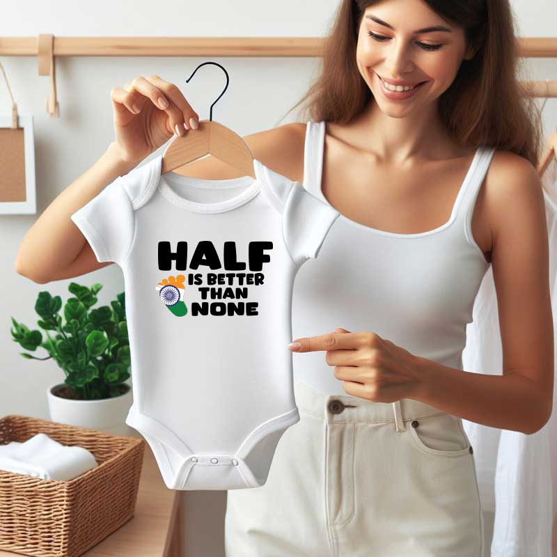 Half Indian Funny Baby bodysuit Culture Heritage India Flag Gift For Indian Parents Baby rompers