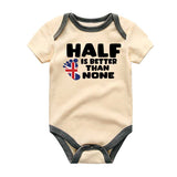 Half British is better than none Baby clothes United Kingdom Flag Baby bodysuit rompers