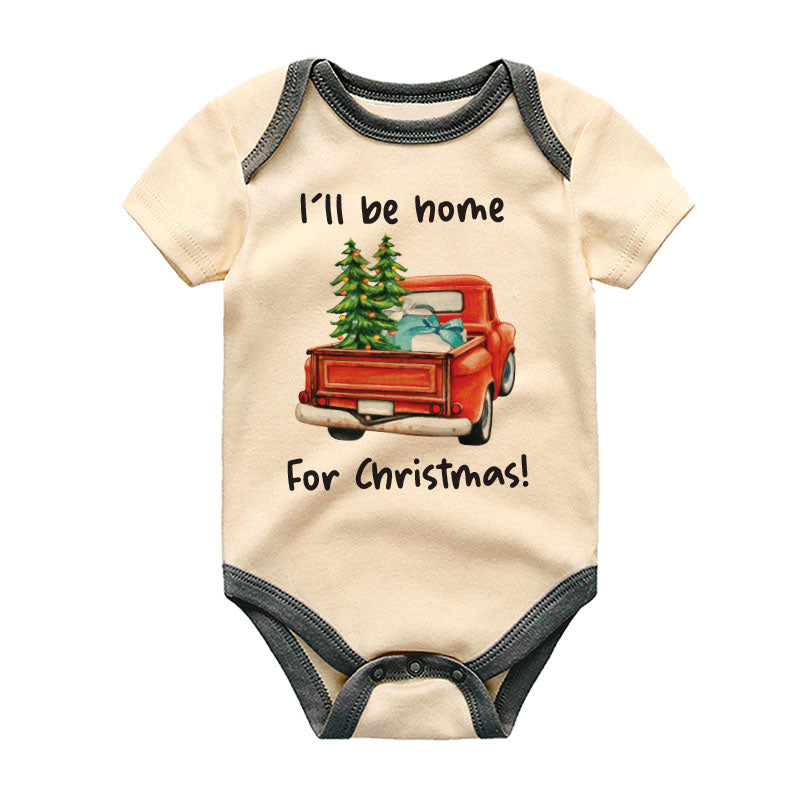 Ill be home for christmas Cute Unisex Newborn Infant Baby Clothes First Christmas Baby Outfit