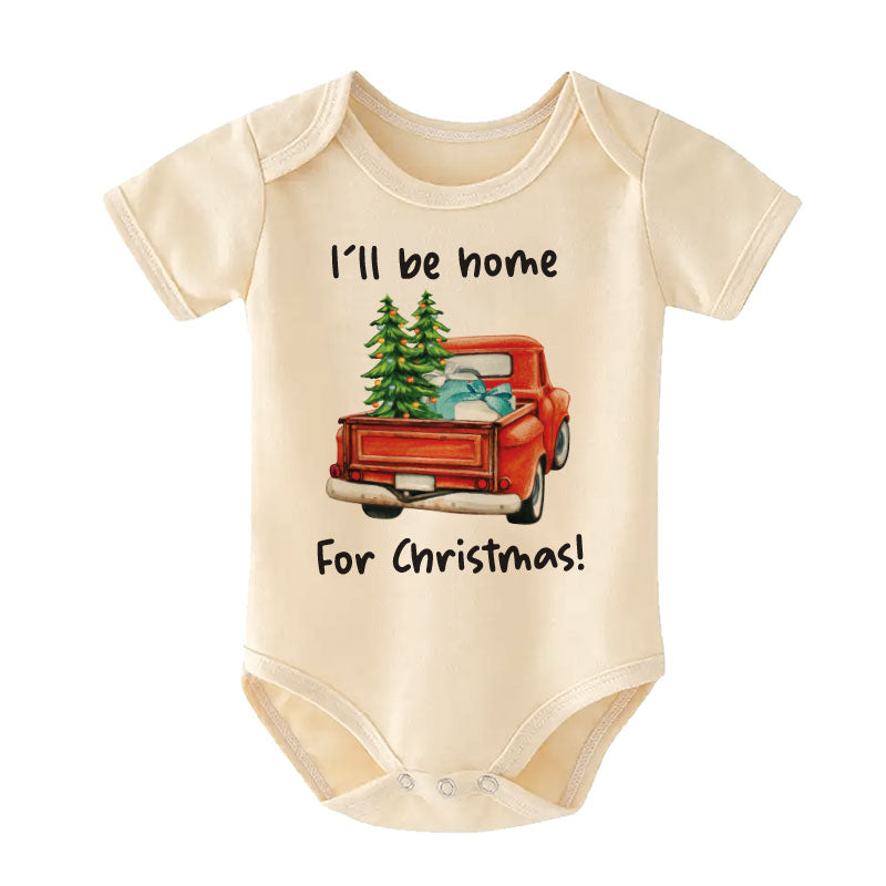 Ill be home for christmas Cute Unisex Newborn Infant Baby Clothes First Christmas Baby Outfit