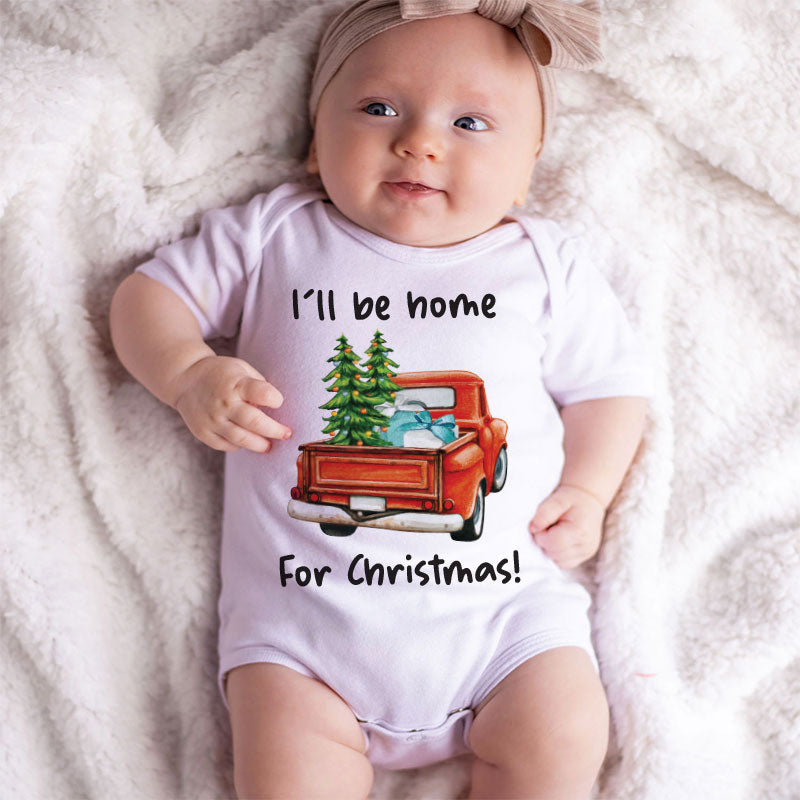 Ill be home for christmas Cute Unisex Newborn Infant Baby Clothes First Christmas Baby Outfit