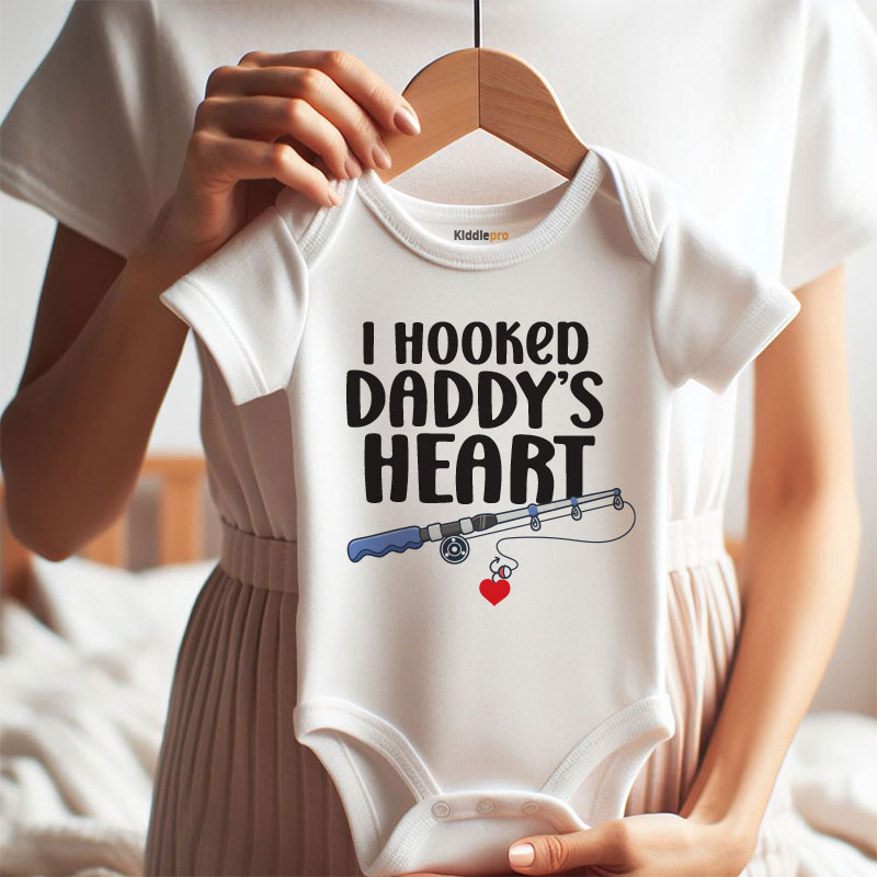 I Hooked Daddy’s Heart Baby Clothes Fishing Baby Outfit for Newborns Vêtements bébé