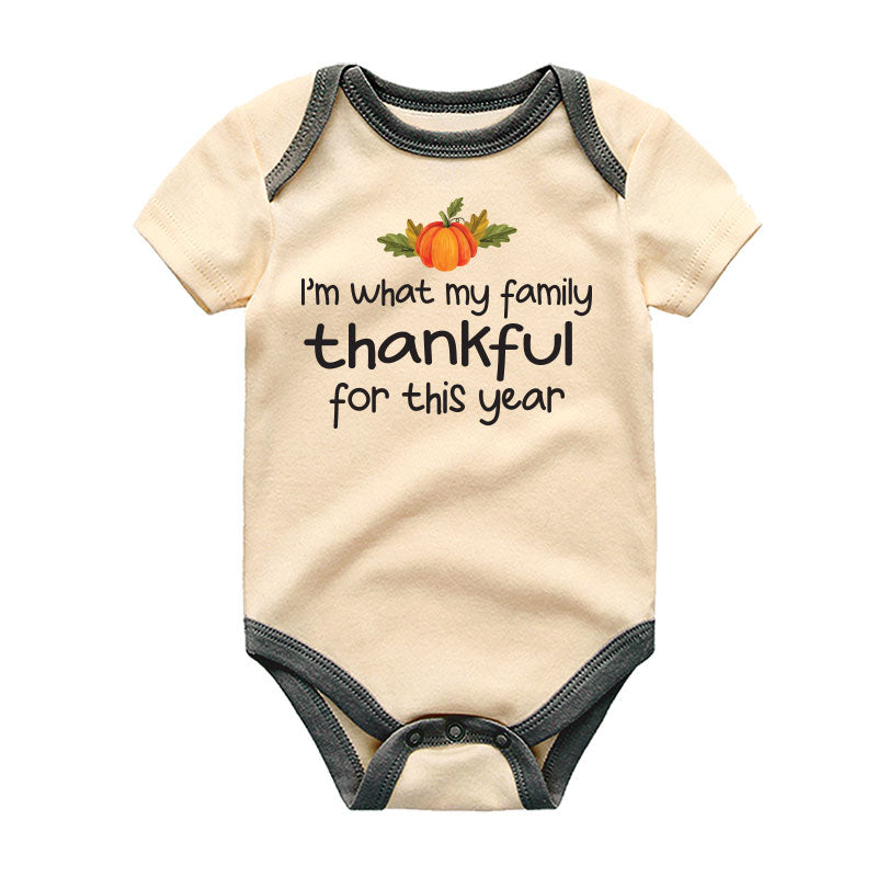 Thankful Baby Clothes First Thanksgiving Personalized Bodysuit Boy Girl Shower Gift Pumpkin Fall Autumn Outfit Unisex Infant Clothing Pregnancy Reveal Shirt