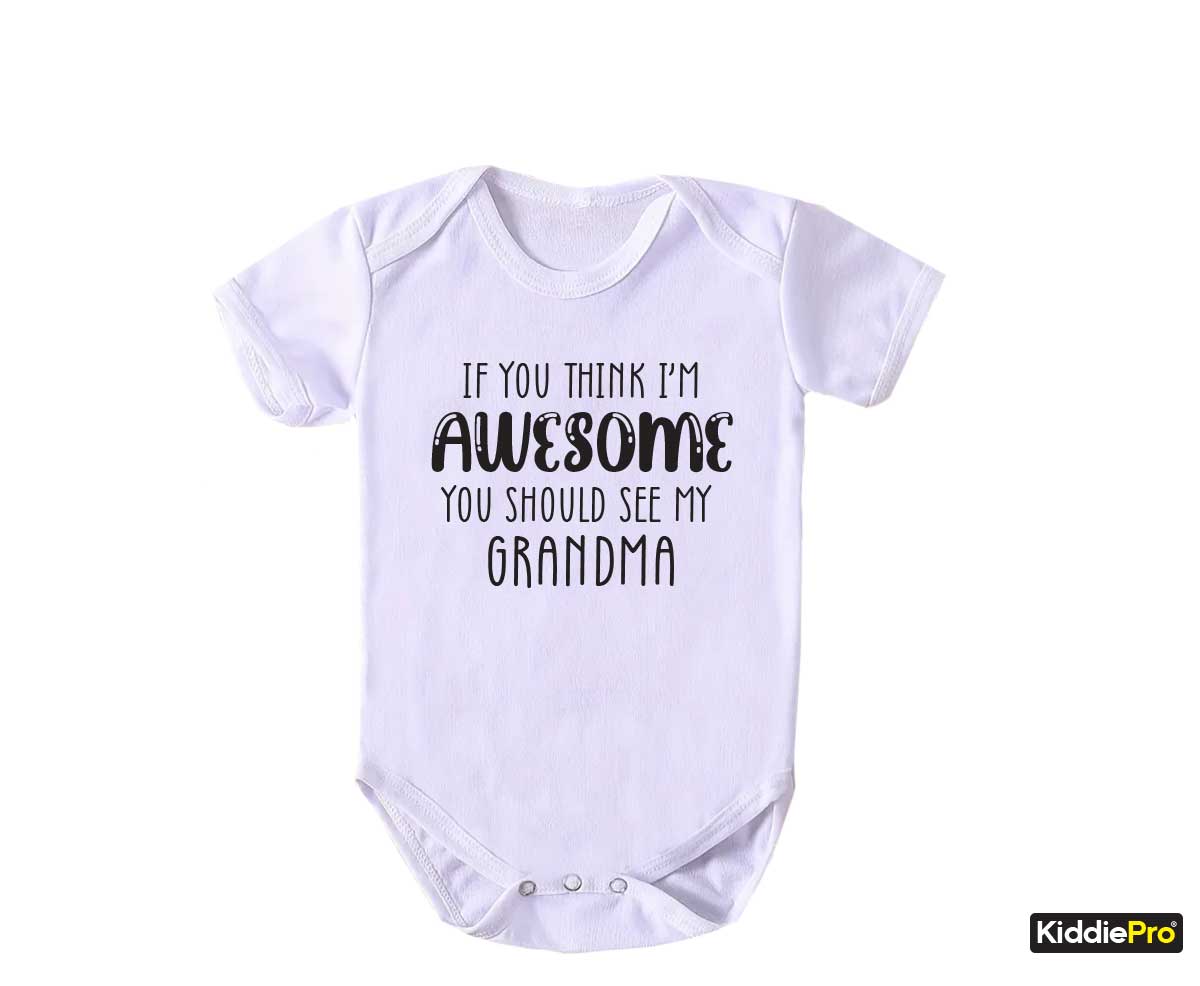 Grandma Vibes : If you think I'm awesome you should see my grandma Grandparents Baby reveal - Baby bodysuits with funny sayings - Cute baby gift