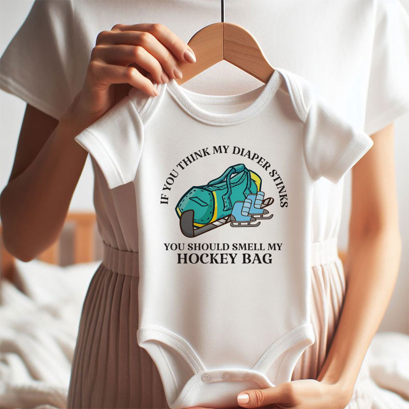 Funny diaper humor baby boy girl clothes Future hockey player outfit