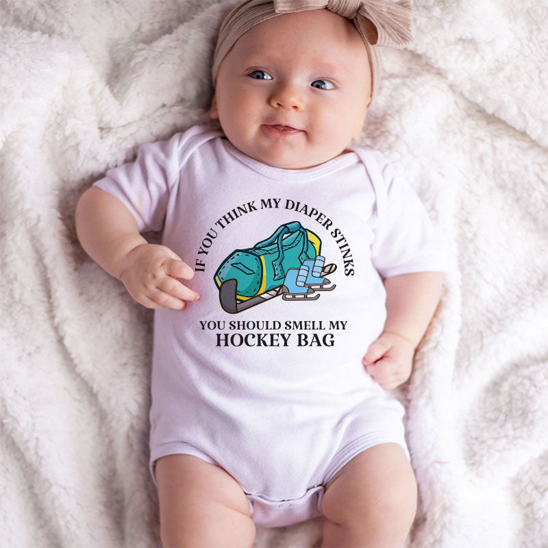 Funny diaper humor baby boy girl clothes Future hockey player outfit