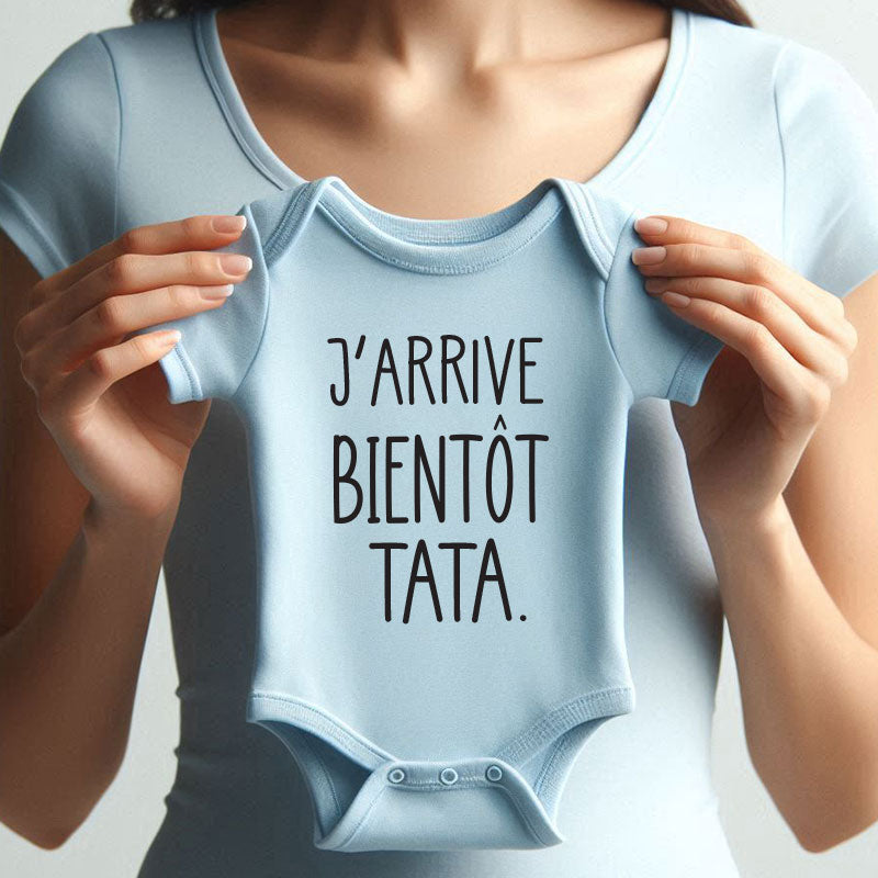 J’arrive Bientôt Tata Body Bébé Annonce de Grossesse Cadeau Futur Tata Tenue Bébé Personnalisée  Vêtements bébé