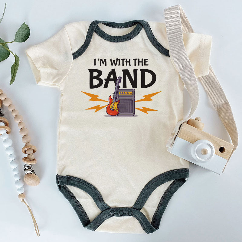 I'm with the band newborn baby boy girl clothes unisex infant clothing music lover outfit short sleeve bodysuit