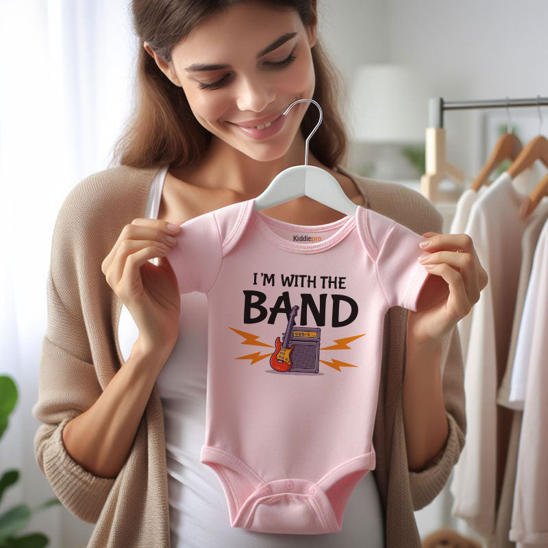 I'm with the band newborn baby boy girl clothes unisex infant clothing music lover outfit short sleeve bodysuit