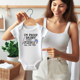 Fishing Baby Gift, Fishing Daddy Baby Bodysuit, I'm Proof Daddy Doesn't Fish All the Time Baby Clothes, Unisex Baby Gift, KiddiePro, Fishing-themed Infant Apparel, Humorous Baby Romper, Unique Baby Shower Present, Cute Fishing Outfit, Outdoor Lifestyle Newborn Clothes, Fishing Family Fashion, Adorable Toddler Wear, Funny Baby Clothing, KiddiePro Baby bodysuit.