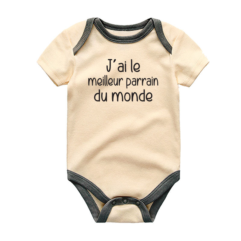 J'ai le meilleur parrain du monde baby clothes best french godfather outfit unisex infant baby boy girl short sleeve bodysuit