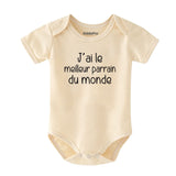 J'ai le meilleur parrain du monde baby clothes best french godfather outfit unisex infant baby boy girl short sleeve bodysuit