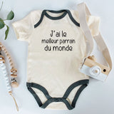 J'ai le meilleur parrain du monde baby clothes best french godfather outfit unisex infant baby boy girl short sleeve bodysuit