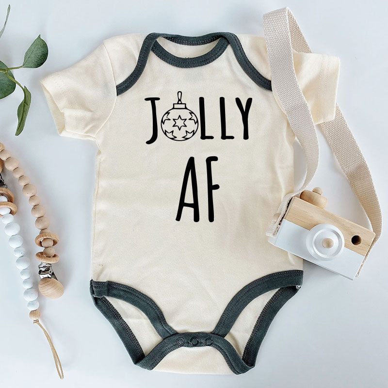 Jolly AF Baby Clothes Funny Inappropriate Custom Baby Boy Girl Bodysuit First Christmas Outfit