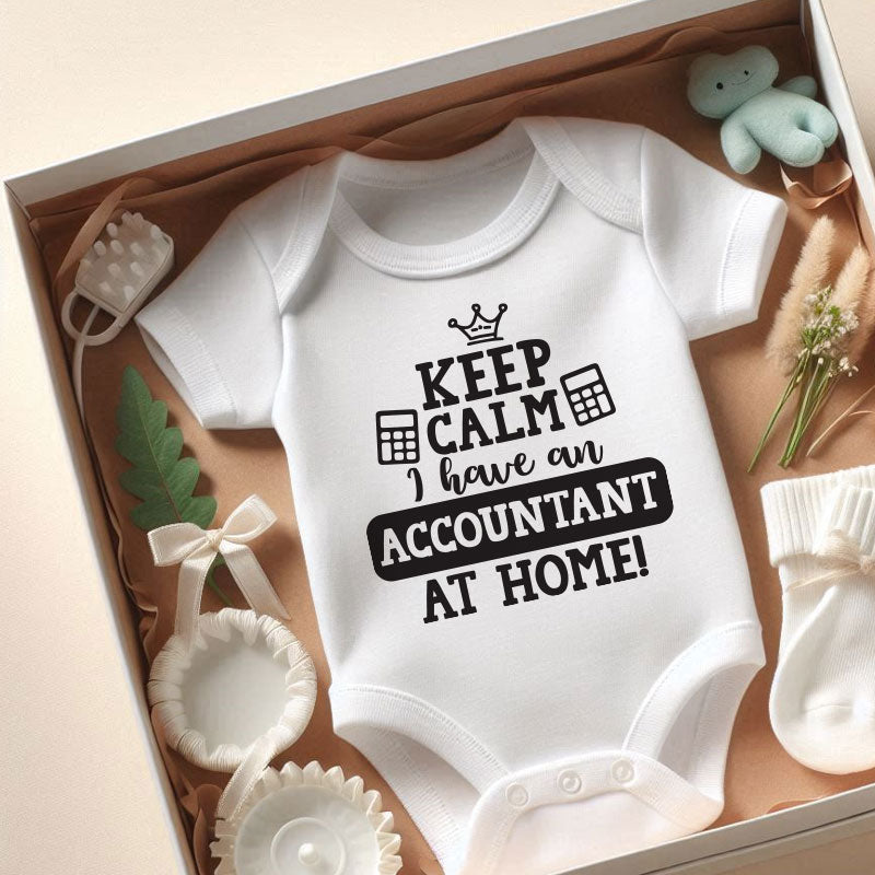 Keep Calm Baby Clothes Accountant Parents Gift Future CPA Baby Bodysuit