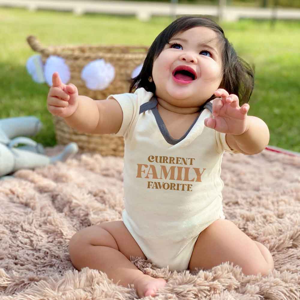 Current Family Favorite Baby Bodysuit-New Addition to the family, Newest member, Youngest sibling, Grandma and grandpas favorite, loved by everyone, Adorable Baby clothes