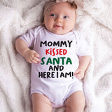 Mommy Kissed Santa Baby Boy Girl Bodysuit Cute Funny Playful First Christmas Baby Outfit Pregnancy Announcement Holiday Gift Santa Baby Custom Shirt