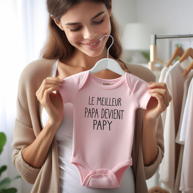 Le Meilleur Papa Devient Papy Body Bébé Annonce Grossesse Cadeau Futur Grand-Père Tenue Bébé Rigolote Vêtements bébé
