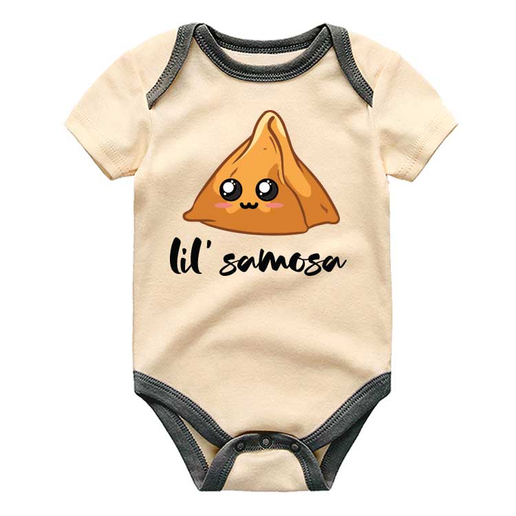 Little Samosa Baby bodysuit Lil Samosa Shirt Funny Indian Baby Outfit Samosa Baby clothes, Food Pun Baby gift