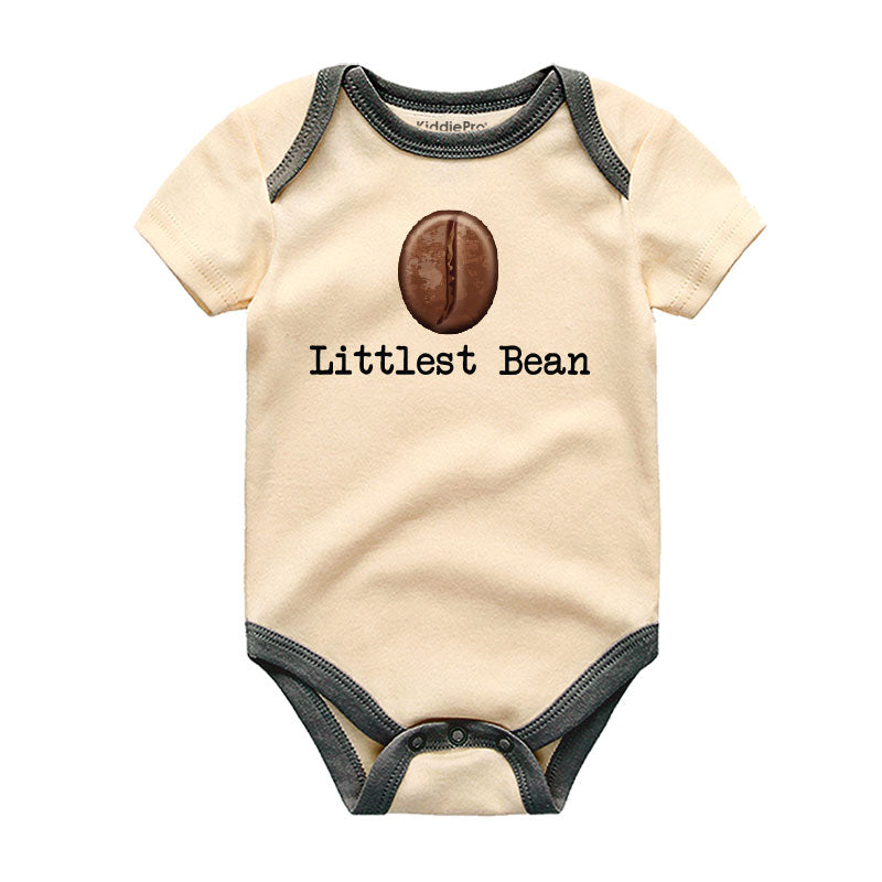 Littlest bean cute unisex baby clothes Coffee lover outfit Funny cute infant creeper one-piece bodysuit with sayings newborn gift