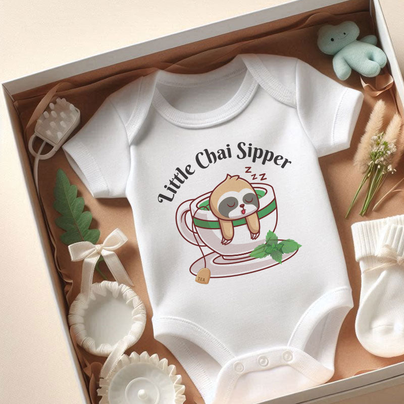 Little Chai Sipper Baby Boy Girl Clothes Cute Indian Custom Baby Bodysuit Tea Lover Foodie baby Outfit