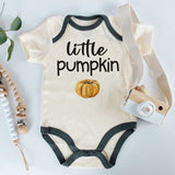 Little Pumpkin Custom Newborn Baby Clothes First Thanksgiving Outfit Personalized Fall Autumn Bodysuit Boy Girl Romper Unisex Infant Clothing Pregnancy Announcement Gift