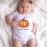 Littlest Pumpkin Personalized Baby Bodysuit Newborn Outfit First Fall Thankgiving Unisex Infant Clothes Personalized Halloween Costume Baby Shower Gift