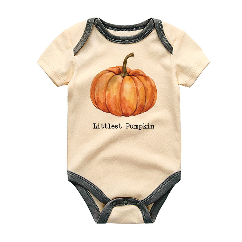 Littlest Pumpkin Personalized Baby Bodysuit Newborn Outfit First Fall Thankgiving Unisex Infant Clothes Personalized Halloween Costume Baby Shower Gift