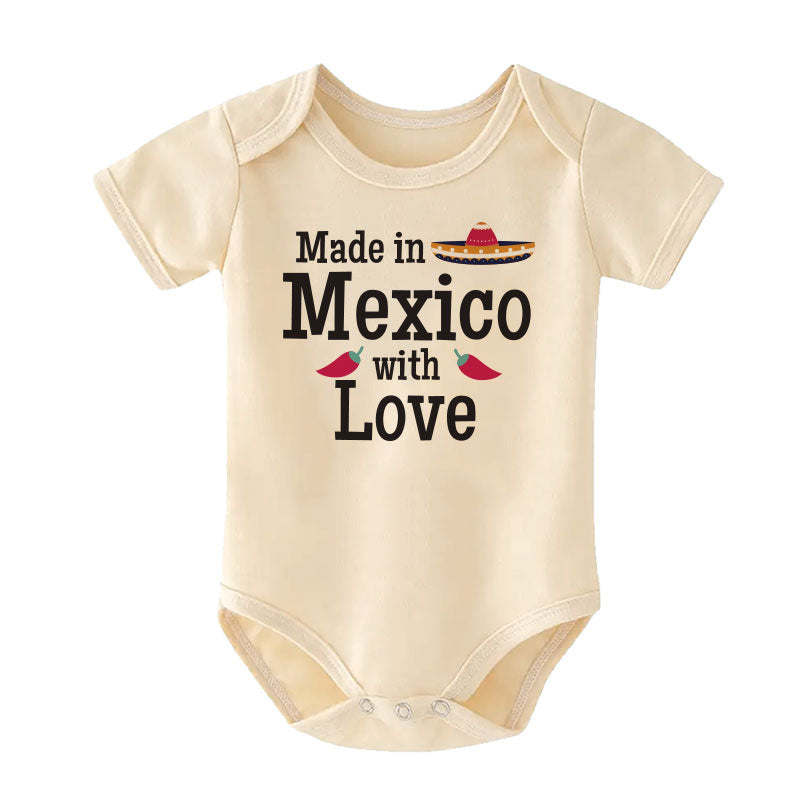 Made in Mexico with Love Cute Mexican baby bodysuit Cultural Heritage Roots Unisex Newborn Baby Clothes