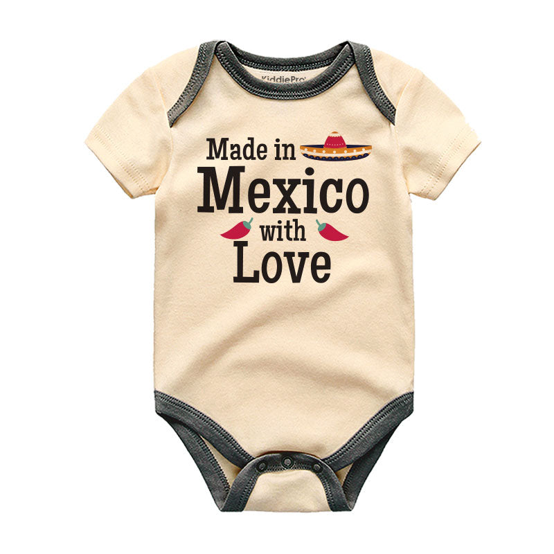 Made in Mexico with Love Cute Mexican baby bodysuit Cultural Heritage Roots Unisex Newborn Baby Clothes