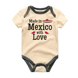 Made in Mexico with Love Cute Mexican baby bodysuit Cultural Heritage Roots Unisex Newborn Baby Clothes