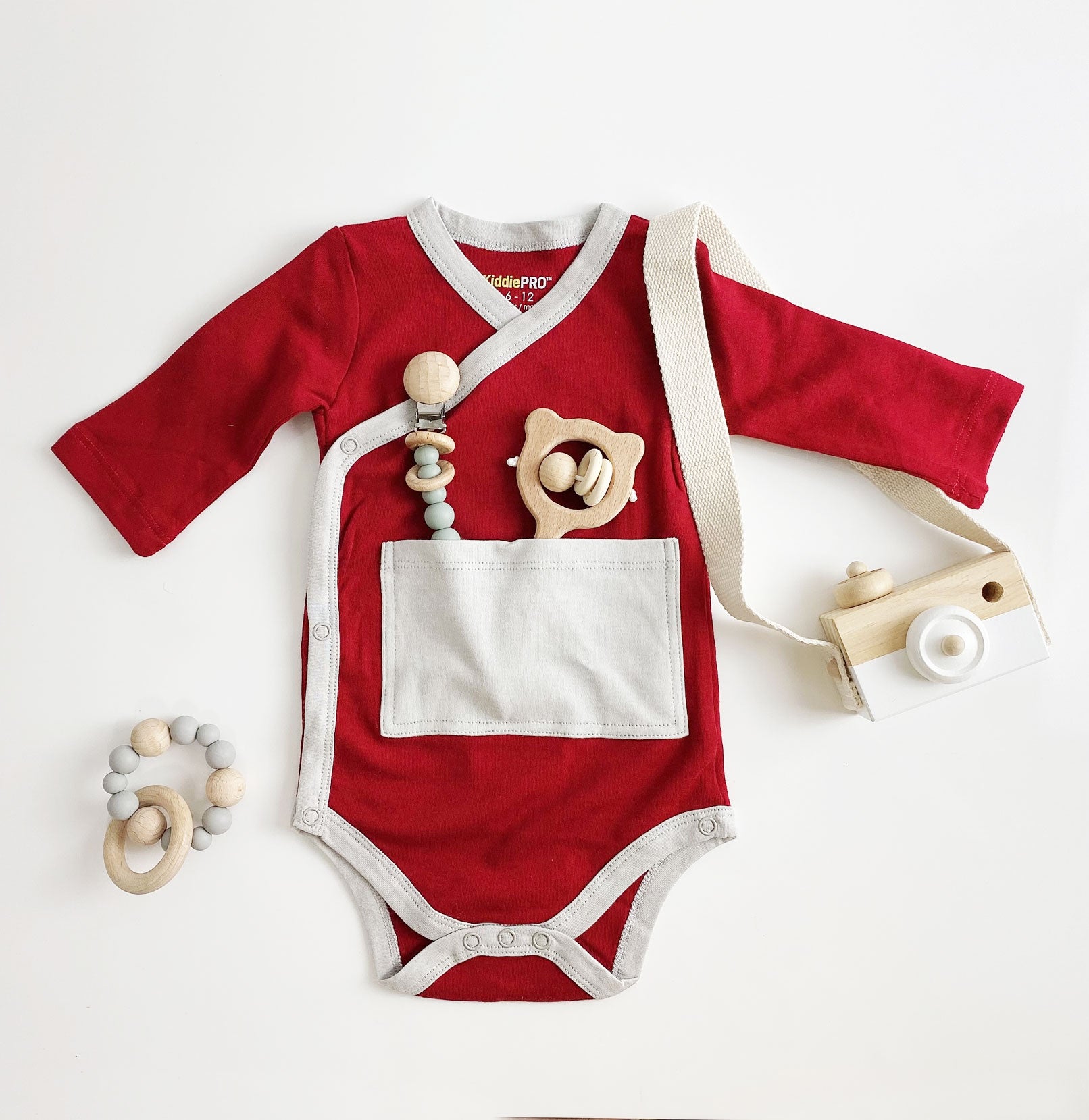 Baby Kimono Wrap Tops 3‑Pack (Mustard, Maroon, Sage) | 3/4 Sleeve Soft Cotton Essentials